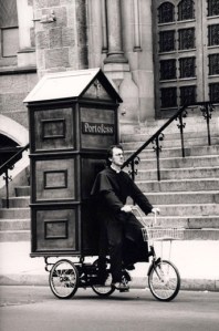 confession booth on a bike