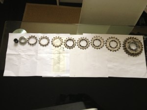 Shimano Ultegra 10-speed sprockets removed